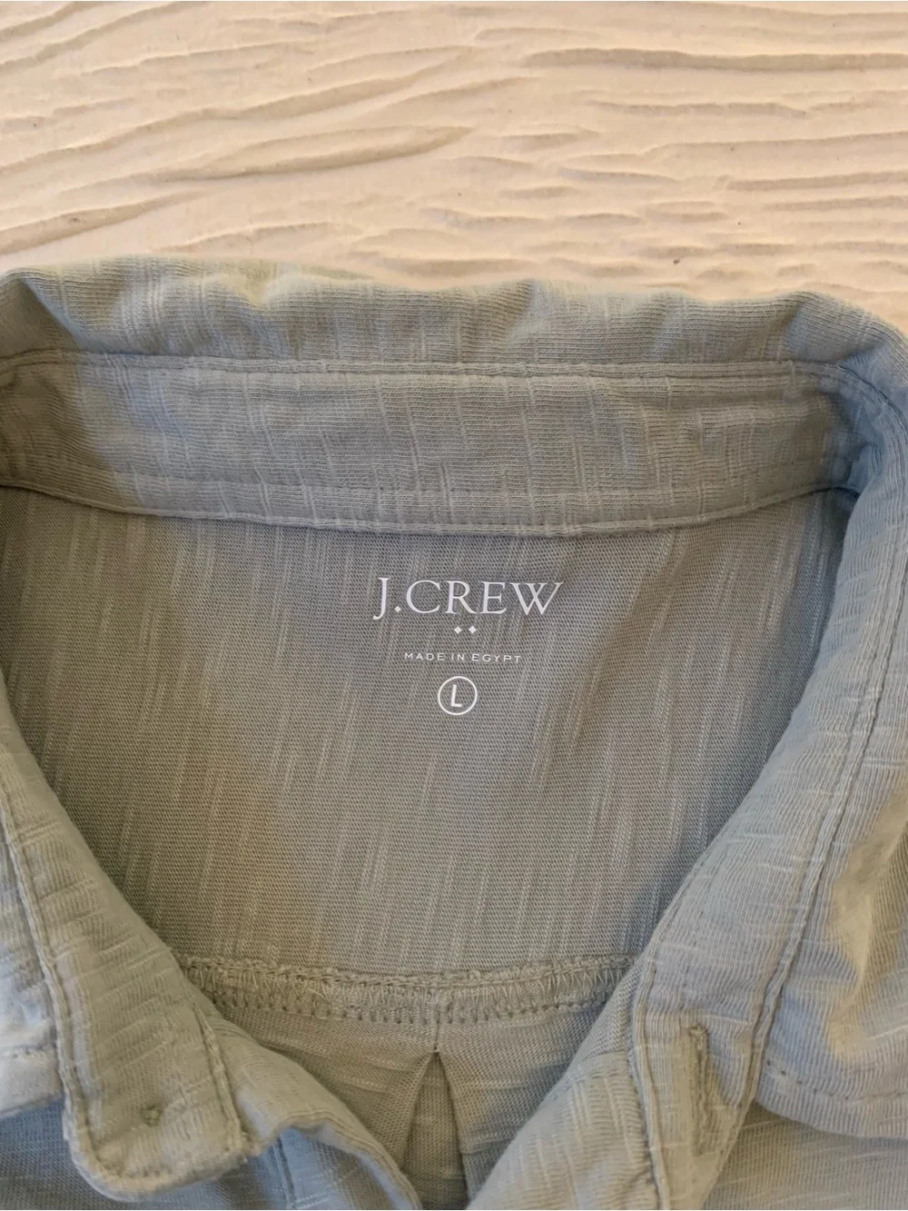 J. Crew Sage Green 100% Cotton Slub Short Sleeve Button Down shirt, size Large